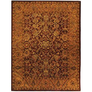 Handmade Taj Mahal Burgundy/ Gold Wool Rug (96 x 136)
