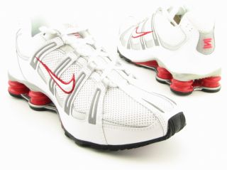 Nike Mens Shox Turbo Mesh White/Black/Silver Running Shoes (Size 8