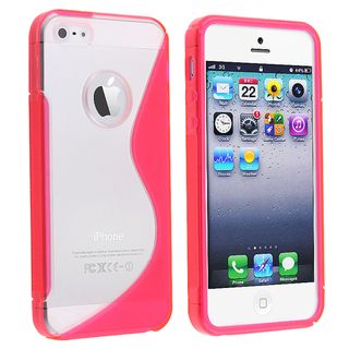 BasAcc Clear/ Hot Pink Silicone Case for Apple iPhone 5