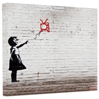 Banksy Balloon TV Girl Gallery Wrapped Canvas