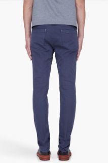 Yigal Azrouel Slim Blue Twill Trousers for men
