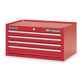 Westward 1FEF8 Intermediate Chest, 26 W, 4 Drawer, Red