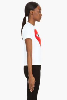 Comme Des Garçons Play  White Large Red Emblem T shirt for women