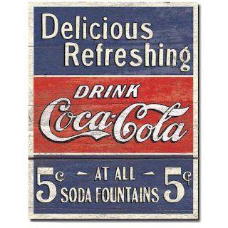 COKE   Delicious 5 Cents Metal Tin Sign , 12x16 Home