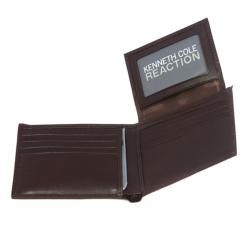 Kenneth Cole Reaction Mens Brown Leather Bi fold Wallet