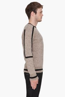 Neil Barrett Taupe Mohair Contrast Sweater for men