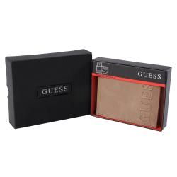 Guess Mens Distressed Embossed Bi Fold Passcase Wallet