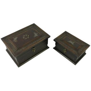 Classic Jewelry & Keepsake Box in Mahogany & Brown Butterflies (Set of