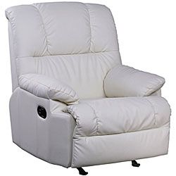 Cream Leather Rocker Recliner Chair