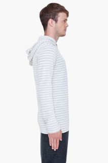 Y 3 White Shadow Stripe Hoodie for men