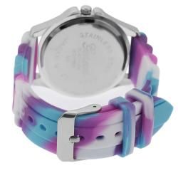 Geneva Platinum Womens Rhinestone Multi colored Silicone Watch
