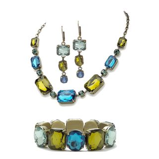 Lillith Star Gold Overlay Blue/ Green Faceted Lucite Antiqued Jewelry