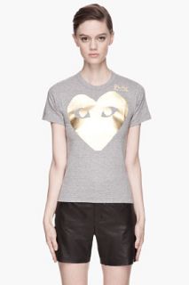 Comme Des Garçons Play  Gold Foil Print T shirt for women