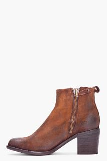 Diesel Brown Leather Pink Booties for women