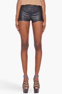 R13 Black Leather Shorts for women