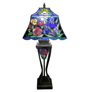 Tiffany style Floral Table Lamp with Lighted Base
