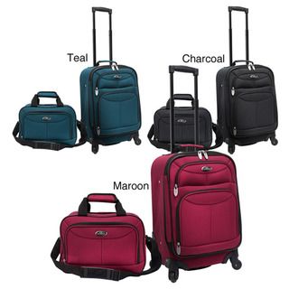 Traveler US3602 Two piece Carry on Spinner Polyester Luggage Set