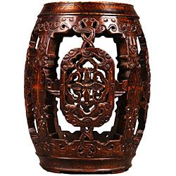 Antique Style Hand carved Barrel End Table