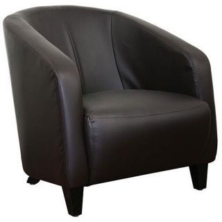 Curved Back Lye Brown Bycast Leather Club Chair