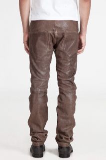 Diesel Black Gold  Lerinz Brown Leather Pants for men
