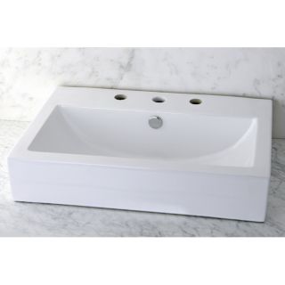 Vitreous China White Rectangular Vessel Bathroom Sink