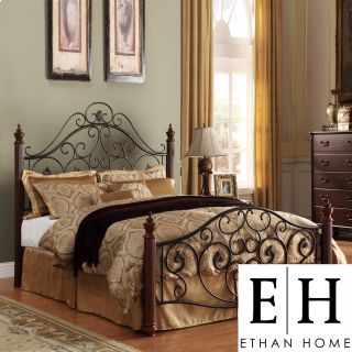 ETHAN HOME Madera Graceful Scroll Bronze Iron Queen size Metal Bed