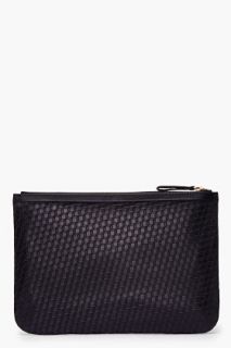 Pierre Hardy Black Leather Cube Print Pouch for men