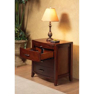 drawer Bow Front Nightstand with Tray and Power Strip