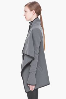 Gareth Pugh Grey Leather trimmed Layered Wrap Jacket for women