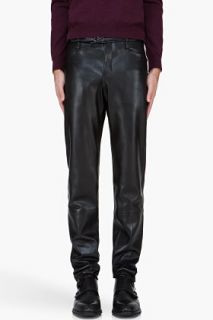Yves Saint Laurent Black Plongé Leather Classic Pants for men