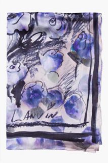 Lanvin Indigo Silk Flower Sketch Scarf for women