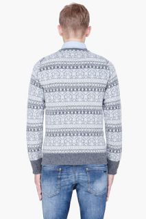 White Mountaineering Grey Wool Spade Pattern Sweater for men