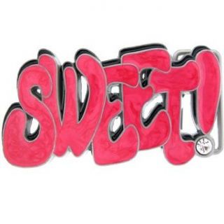 Pink Sweet Rhinestone Graffiti Belt Buckle Clothing