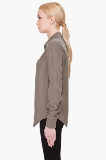 T By Alexander Wang Sage Green Chambray Blouse for women