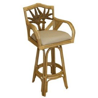 Cancun Palm Indoor Swivel Rattan 24 Counter Stool in