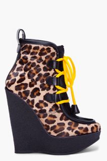 Dsquared2 Leopard Calf hair Wedge Boots for women