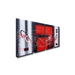 Hand painted Abstract 350 4 piece Gallery wrapped Canvas Art Set