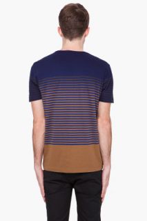 Paul Smith Jeans Navy & Brown Striped T shirt for men