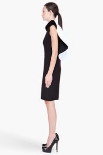 Lanvin Black Bicolor Neoprene Ruffled Dress for women