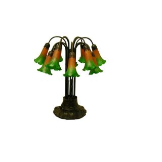 Indoor 12 light Lily Amber/ Green Table Lamp