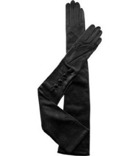 Long Silk Lined Leather Gloves (L, Black) Clothing