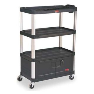 Rubbermaid FG9T3500BLA Cart with Cabinet, 48Hx36 1/4W, Black