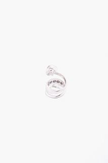 Alexander McQueen Silver Crystal Spiral Skull Ring for women