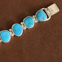 Sterling Silver Turquoise Inlay Tennis Bracelet (Indonesia