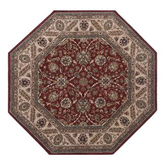Hand tufted Oriental Deep Red Wool/ Cotton Rug (10 Octagon