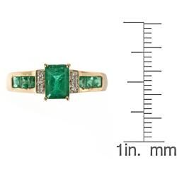 Yach 10k Yellow Gold Zambian Emerald and Diamond Accent Ring
