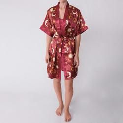 Happie Brand Womens 2 piece Satin Robe/ Chemise Set