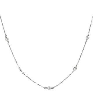 Silvertone Cubic Zirconia and Faux Pearl Necklace Today $21.49