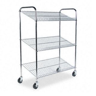 Mayline Three Shelf Wire Tote Cart for Mail Totes
