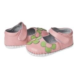 Little Blue Lamb Hand stitched Pink/ Green Leather Infant/ Toddler